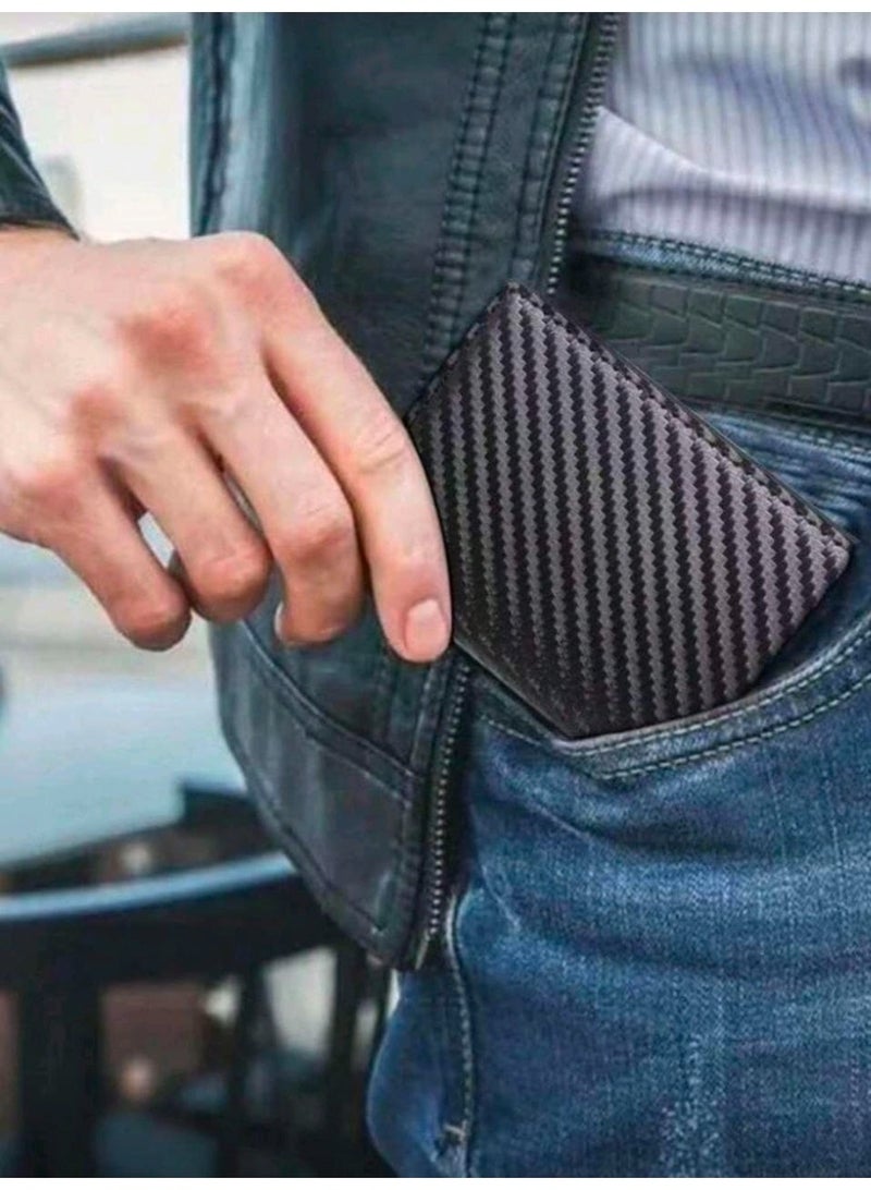 Shein Card Holder, Men Credit Card Holder, Slim Card Case Front Pocket Anti-theft-RFID Auto Pop up Travel Thin Wallets for Men, Carbon Fiber Black( Hold 12-14 Cards), Minimalist - Image 5